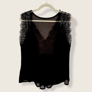 Black V Lace Blouse